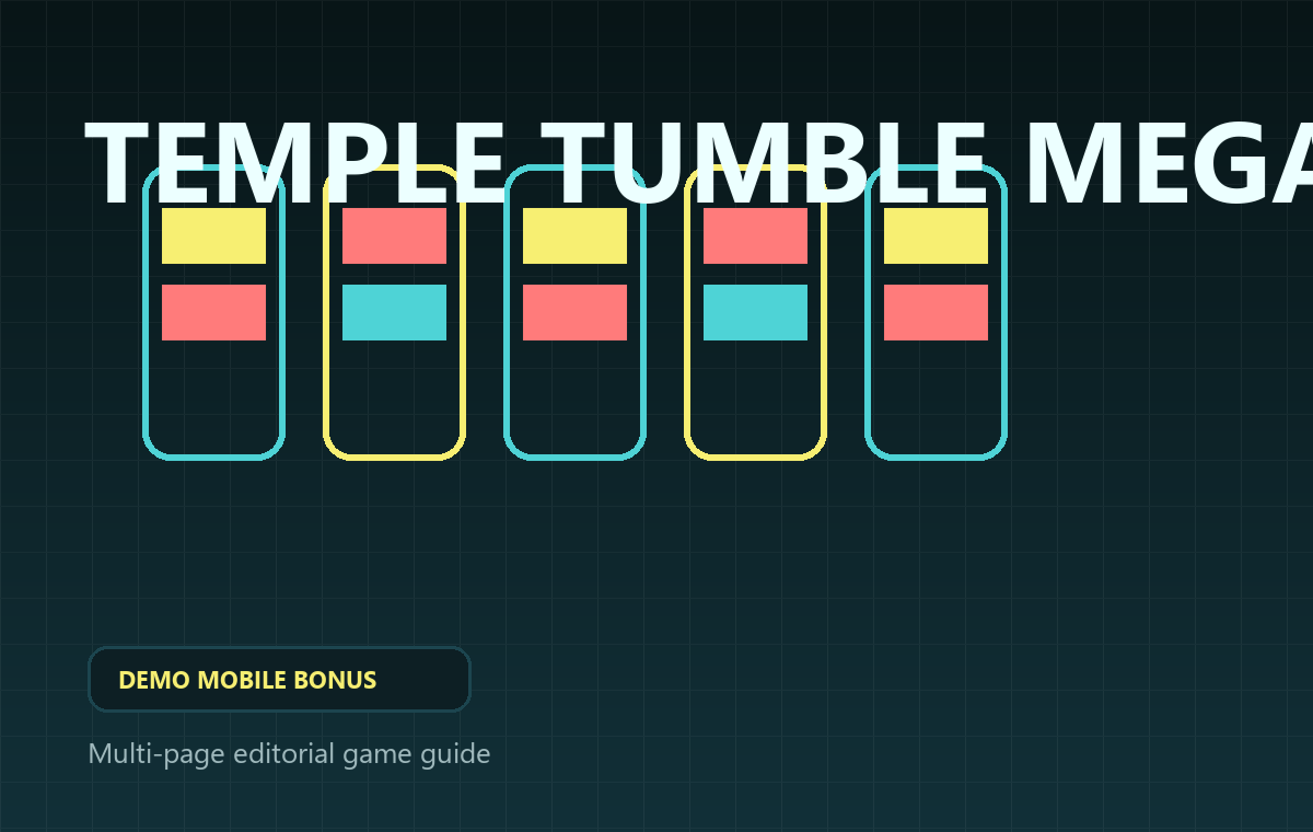 Temple Tumble Megaways game cover for demo mode, mobile play and bonus access